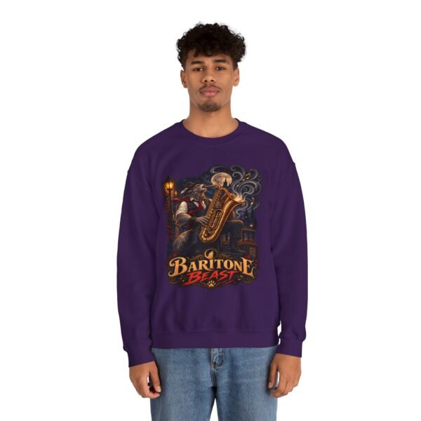 Baritone Beast Sweatshirt — Retro Jazz Saxophone Graphic Crewneck