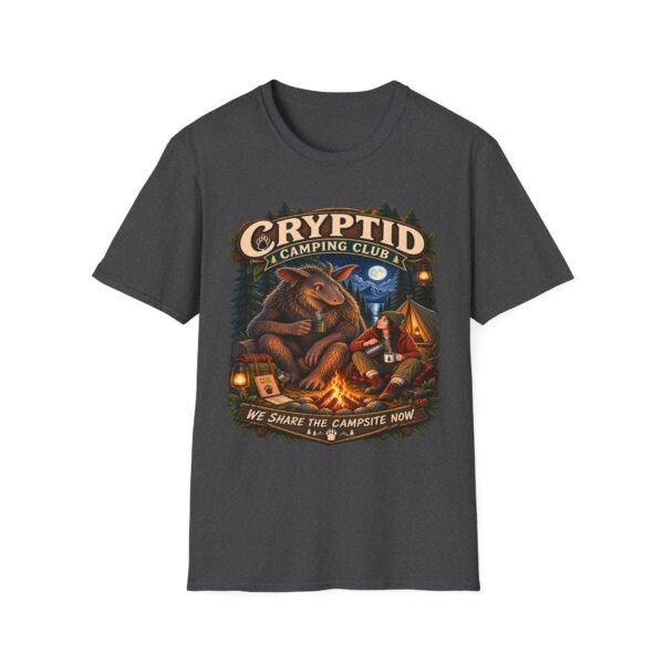 Cryptid Camping Club T-Shirt — Retro Bigfoot Sasquatch Camp Graphic Tee