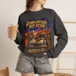 Interplanetary Pit Stop Crewneck Sweatshirt — Retro Space Roadtrip Graphic
