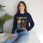 Halloween Alien Crewneck Sweatshirt — “The Doorbell Works in Zero Gravity” Cute Spooky Graphic