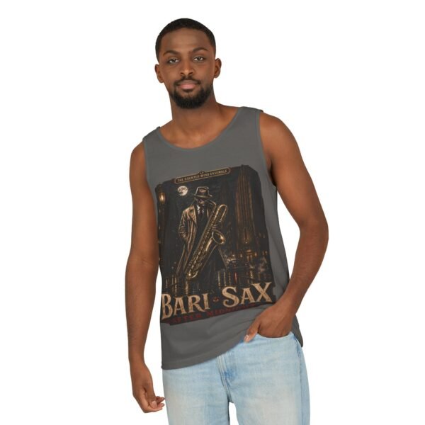 Bari-Sax Vintage Jazz Tank Top — Retro Saxophonist Graphic Music Tee