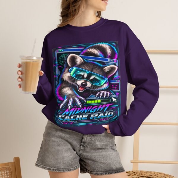 Midnight Cache Raid Sweatshirt — Retro Raccoon Graphic Crewneck