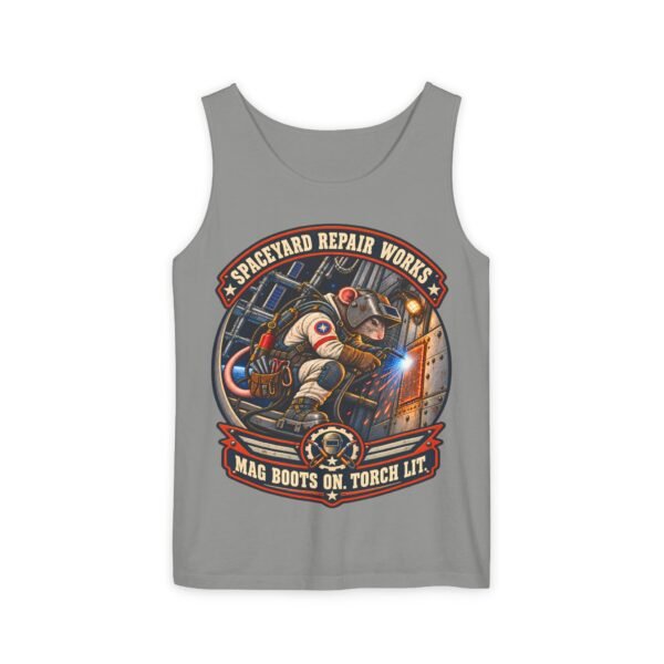 Spaceyard Repair Works Tank Top — "Mag Boots On, Torch Lit" Vintage Mechanic Graphic