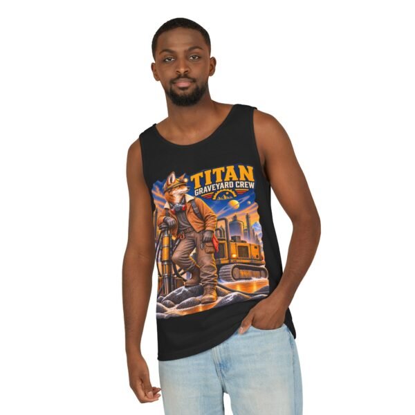 Titan Graveyard Crew Tank Top — Construction Fox Graphic Worksite Tee