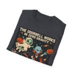 Halloween Alien Crew T‑Shirt — “The Doorbell Works in Zero Gravity” Retro Space Costume Tee