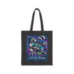 Midnight Cache Raid — Neon Cyber Raccoon Graphic Tote