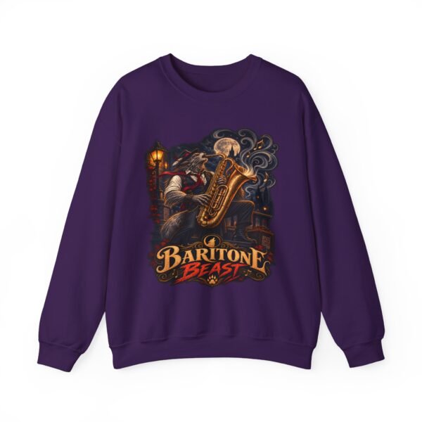 Baritone Beast Sweatshirt — Retro Jazz Saxophone Graphic Crewneck