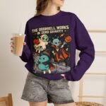 Halloween Alien Crewneck Sweatshirt — “The Doorbell Works in Zero Gravity” Cute Spooky Graphic