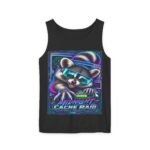 Midnight Cache Raid Tank Top — Retro Neon Raccoon Graphic Tank