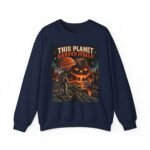 Halloween Astronaut Sweatshirt — "This Planet Carves Itself" Vintage Horror Crewneck