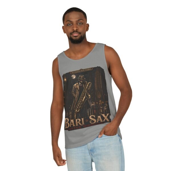 Bari-Sax Vintage Jazz Tank Top — Retro Saxophonist Graphic Music Tee