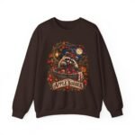 Crewneck Sweatshirt — "The Apple Bobber" Halloween Raccoon Apple-Bobbing Design