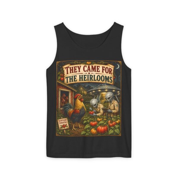 Tank Top — "They Came for the Heirlooms" Retro Alien Harvest Graphic