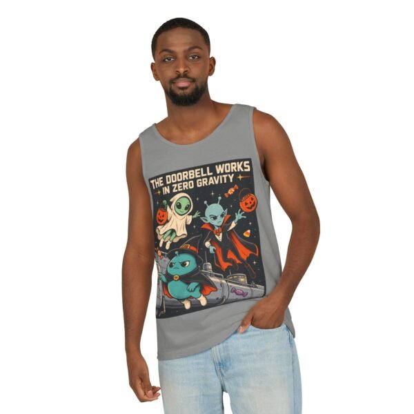 Alien Halloween Tank Top — “The Doorbell Works in Zero Gravity” Graphic