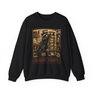 Night Shift Crewneck Sweatshirt — Vintage Bear Night Worker Graphic