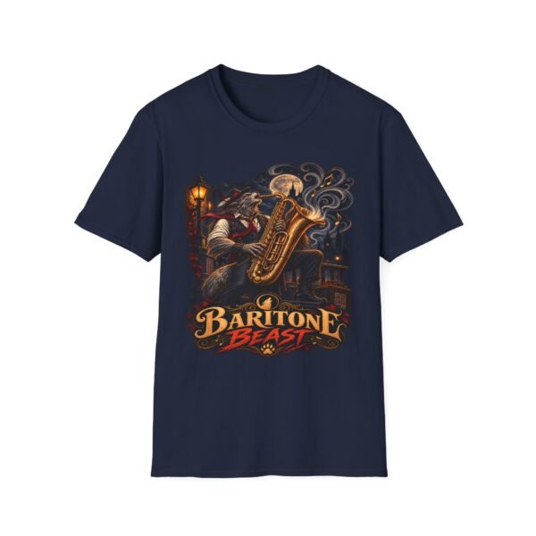 Baritone Beast T-Shirt — Vintage Jazz Saxophone Night Music Tee