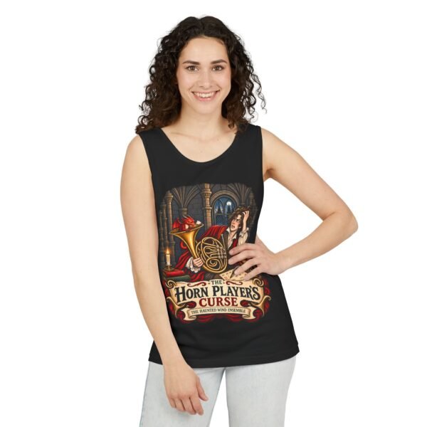 Horn Player's Curse Tank Top — Gothic Horn Music Graphic Tee
