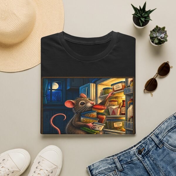 Midnight Fridge Raid T-Shirt — Cute Mouse Illustration