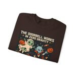 Halloween Alien Crewneck Sweatshirt — “The Doorbell Works in Zero Gravity” Cute Spooky Graphic