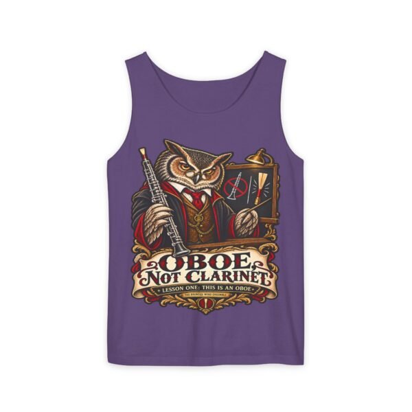 Clarinet Tank Top — "OBOE, Not Clarinet" Owl Musician Graphic Tank