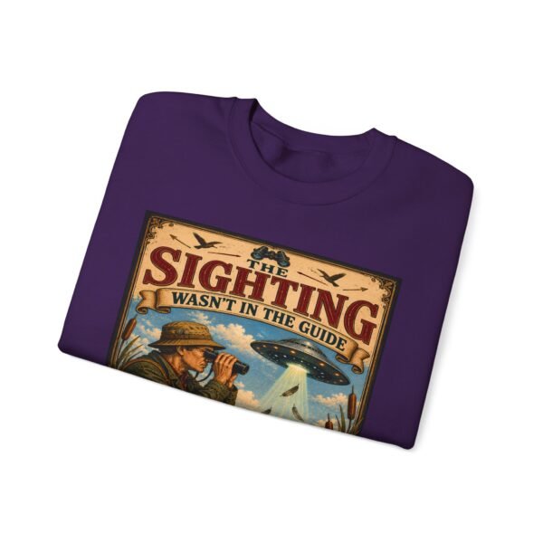 Birdwatching Crewneck Sweatshirt — “The Sighting Wasn’t in the Guide” Vintage Nature Graphic