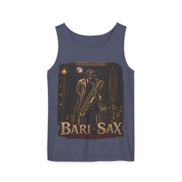 Bari-Sax Vintage Jazz Tank Top — Retro Saxophonist Graphic Music Tee