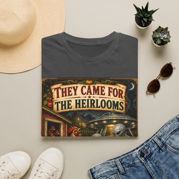 They Came For The Heirlooms Graphic T-Shirt — Vintage Alien Harvest Farm Design