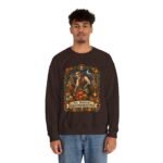 Midnight Groundskeeper Skeleton Gardener Crewneck Sweatshirt — Halloween Pumpkin Patch Graphic