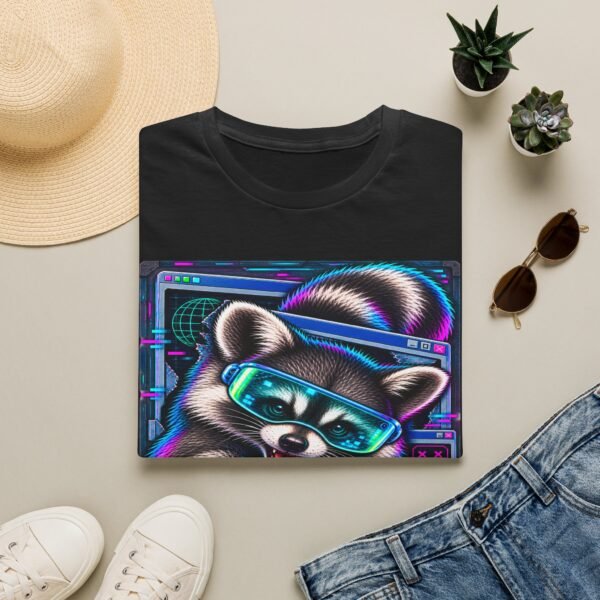 Midnight Cache Raid T‑Shirt — Neon Cyber Raccoon Graphic Tee