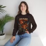 Halloween Astronaut Sweatshirt — "This Planet Carves Itself" Vintage Horror Crewneck