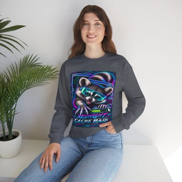 Midnight Cache Raid Sweatshirt — Retro Raccoon Graphic Crewneck