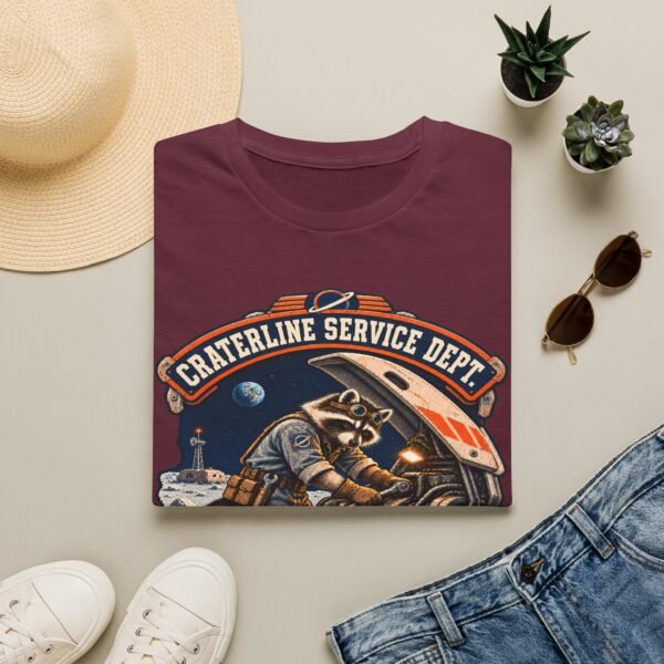 Craterline Service Dept. T-Shirt — Vintage Space Raccoon Mechanic Tee