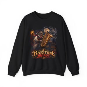Baritone Beast Sweatshirt — Retro Jazz Saxophone Graphic Crewneck