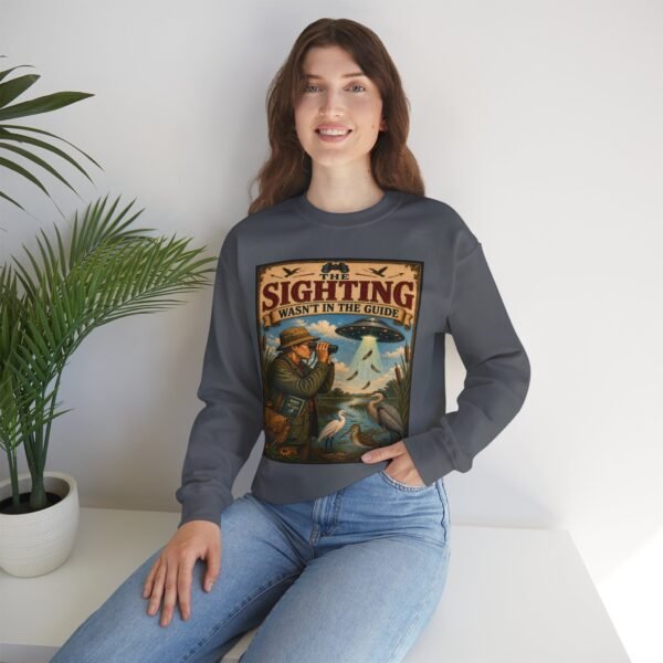Birdwatching Crewneck Sweatshirt — “The Sighting Wasn’t in the Guide” Vintage Nature Graphic