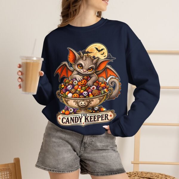 Candy Keeper Sweatshirt — Cute Bat Cat Halloween Crewneck