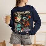 Halloween Alien Crewneck Sweatshirt — “The Doorbell Works in Zero Gravity” Cute Spooky Graphic