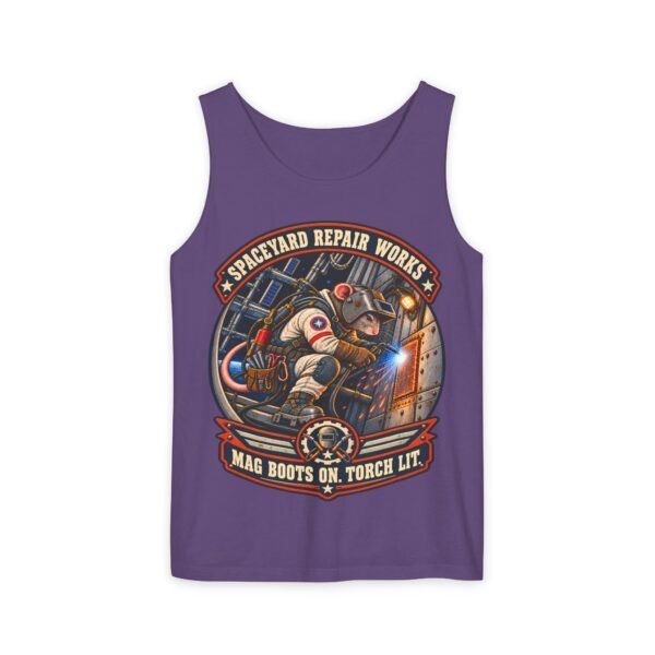 Spaceyard Repair Works Tank Top — "Mag Boots On, Torch Lit" Vintage Mechanic Graphic