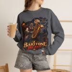 Baritone Beast Sweatshirt — Retro Jazz Saxophone Graphic Crewneck