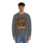 Midnight Groundskeeper Skeleton Gardener Crewneck Sweatshirt — Halloween Pumpkin Patch Graphic