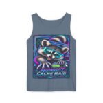 Midnight Cache Raid Tank Top — Retro Neon Raccoon Graphic Tank
