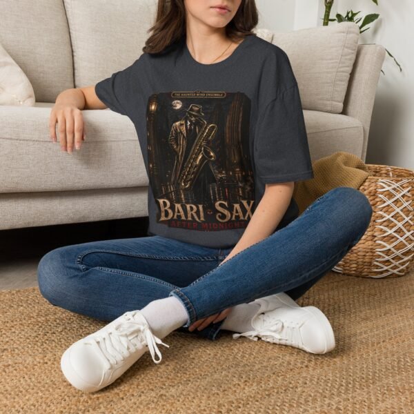 Bari-Sax Jazz T-Shirt — Vintage Haunted Jazzman Graphic Tee