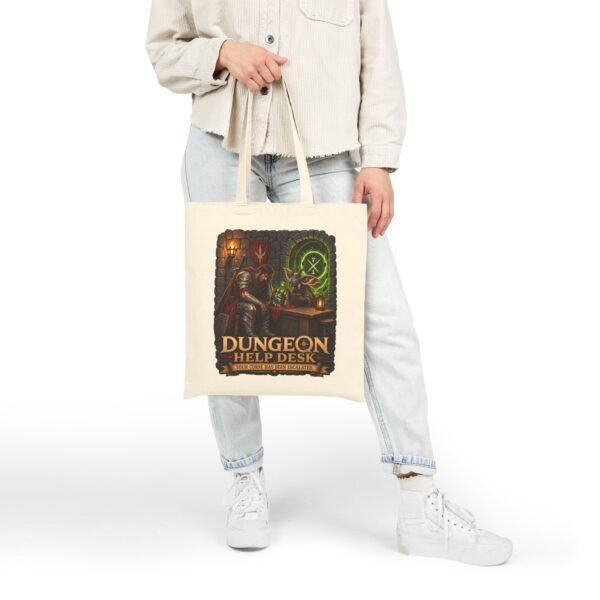 Dungeon Help Desk Tote Bag — Funny RPG Gamer Cotton Canvas Tote