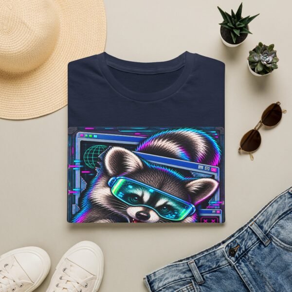 Midnight Cache Raid T‑Shirt — Neon Cyber Raccoon Graphic Tee