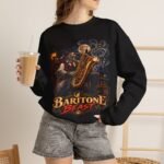 Baritone Beast Sweatshirt — Retro Jazz Saxophone Graphic Crewneck