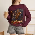 Baritone Beast Sweatshirt — Retro Jazz Saxophone Graphic Crewneck