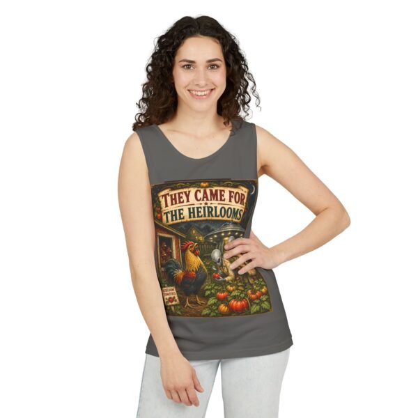 Tank Top — "They Came for the Heirlooms" Retro Alien Harvest Graphic