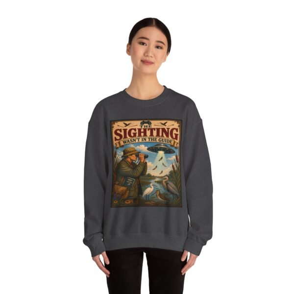 Birdwatching Crewneck Sweatshirt — “The Sighting Wasn’t in the Guide” Vintage Nature Graphic