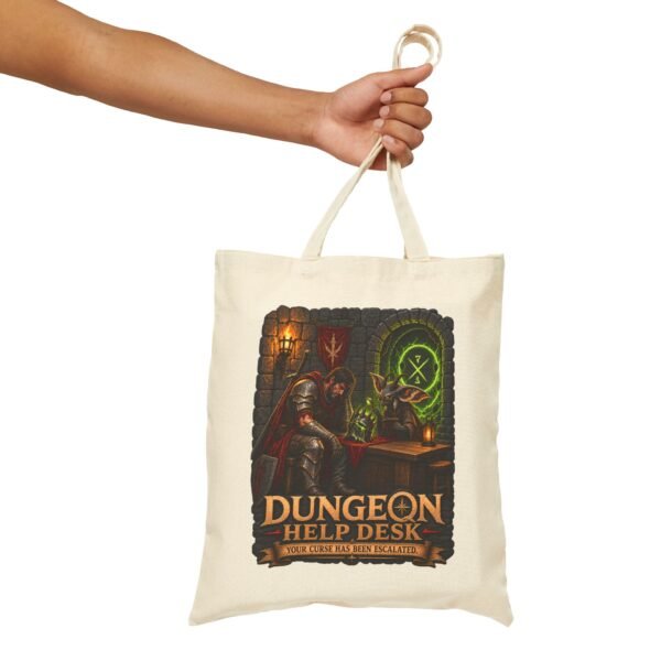 Dungeon Help Desk Tote Bag — Funny RPG Gamer Cotton Canvas Tote