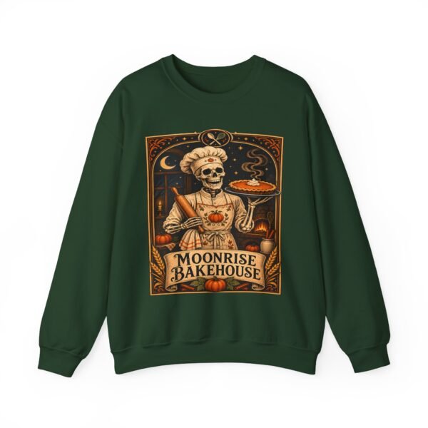 Moonrise Bakehouse Sweatshirt — Halloween Skeleton Baker Pullover