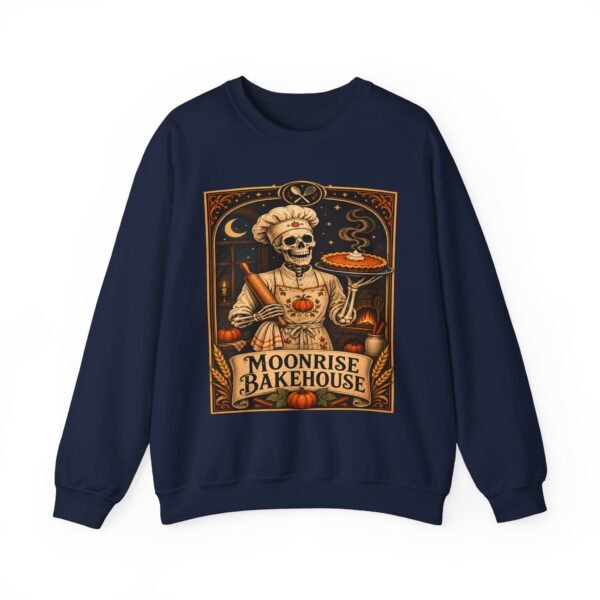 Moonrise Bakehouse Sweatshirt — Halloween Skeleton Baker Pullover